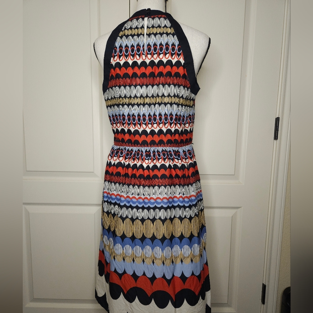 HP! ANN TAYLOR LOFT Womens Black, Red, White, Blue Geometric Print Dress - Picture 3 of 6